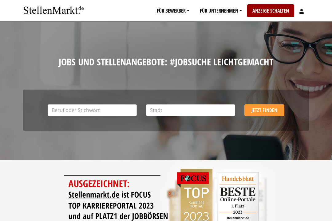 Screenshot Suchmaschine StellenMarkt.de