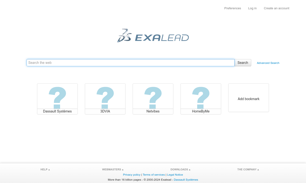 Screenshot Suchmaschine Exalead.com