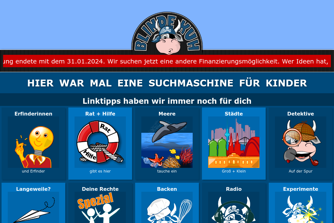 Screenshot Suchmaschine Blinde-Kuh.de