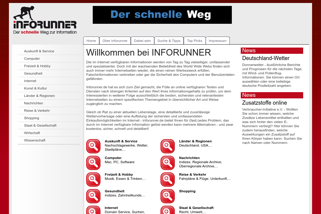 Suchmaschine Inforunner.de Website