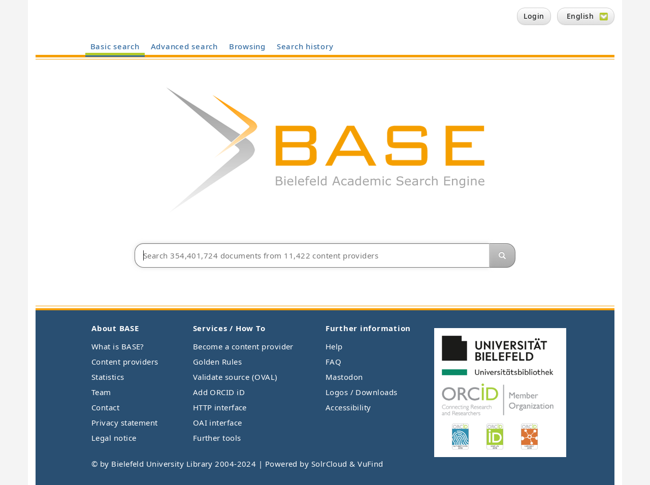 Screenshot Suchmaschine BASE-Search.net