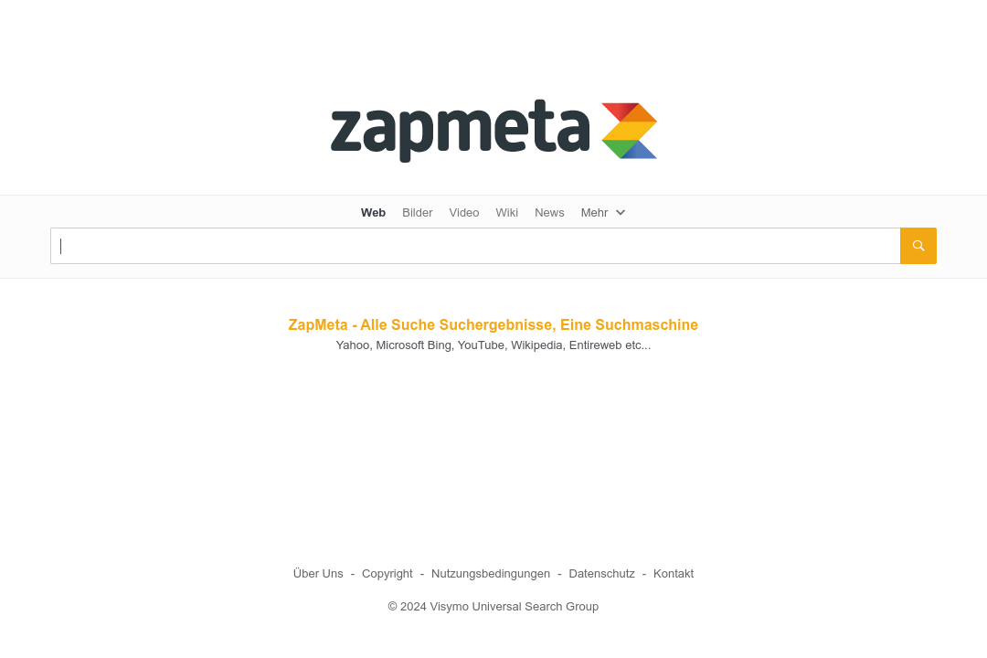 Screenshot Suchmaschine ZapMeta.de