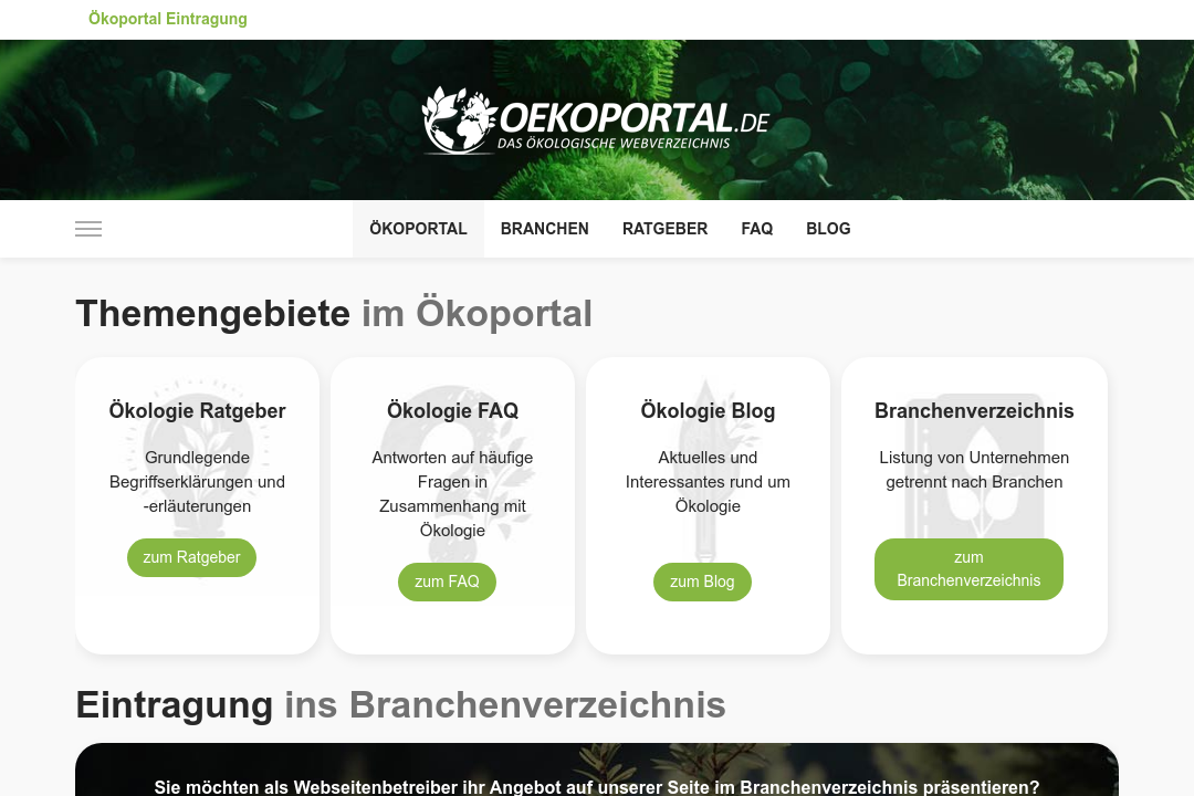 Suchmaschine Ökoportal.de Website