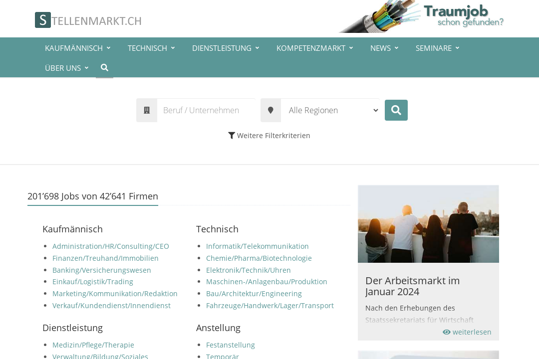 Screenshot Suchmaschine Stellenmarkt.ch