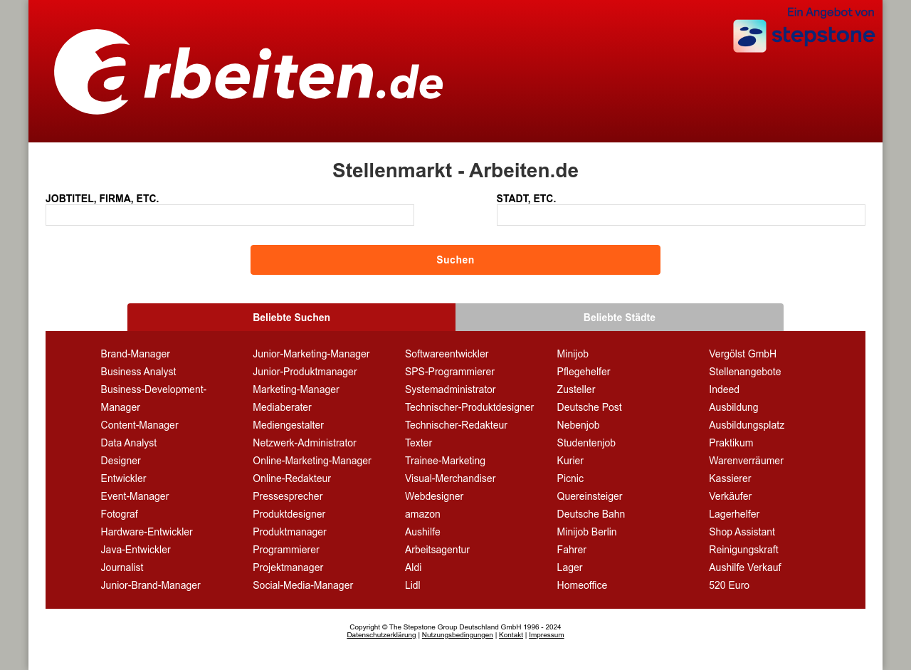 Screenshot Suchmaschine Jobanova.de
