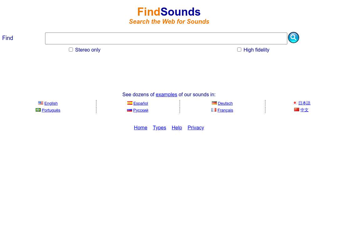 Screenshot Suchmaschine FindSounds.com