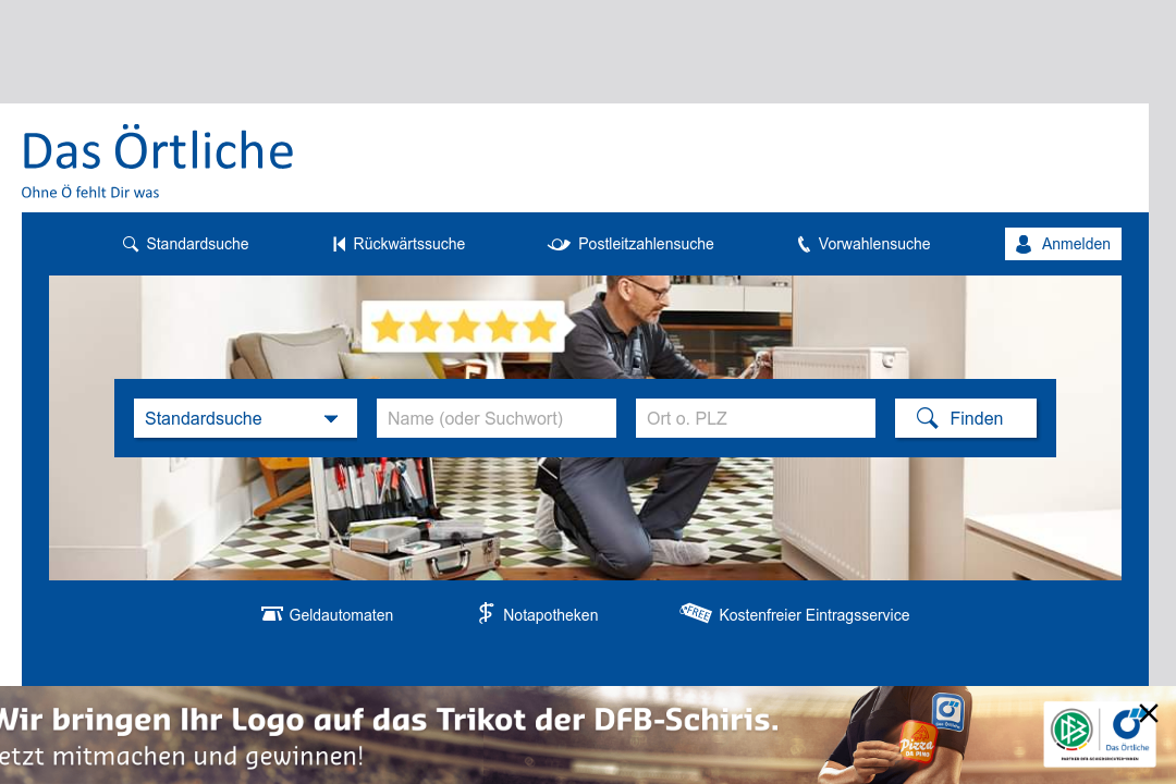 Screenshot Suchmaschine DasÖrtliche.de
