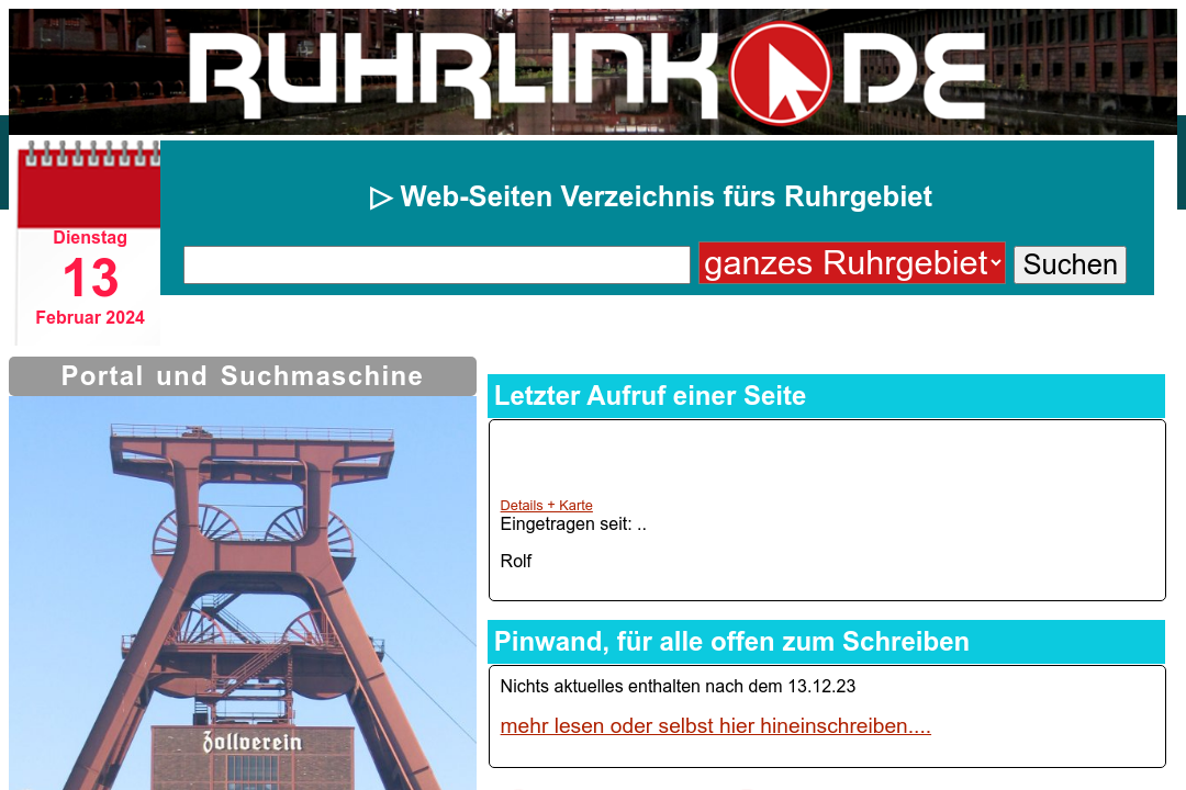 Screenshot Suchmaschine Ruhrlink.de